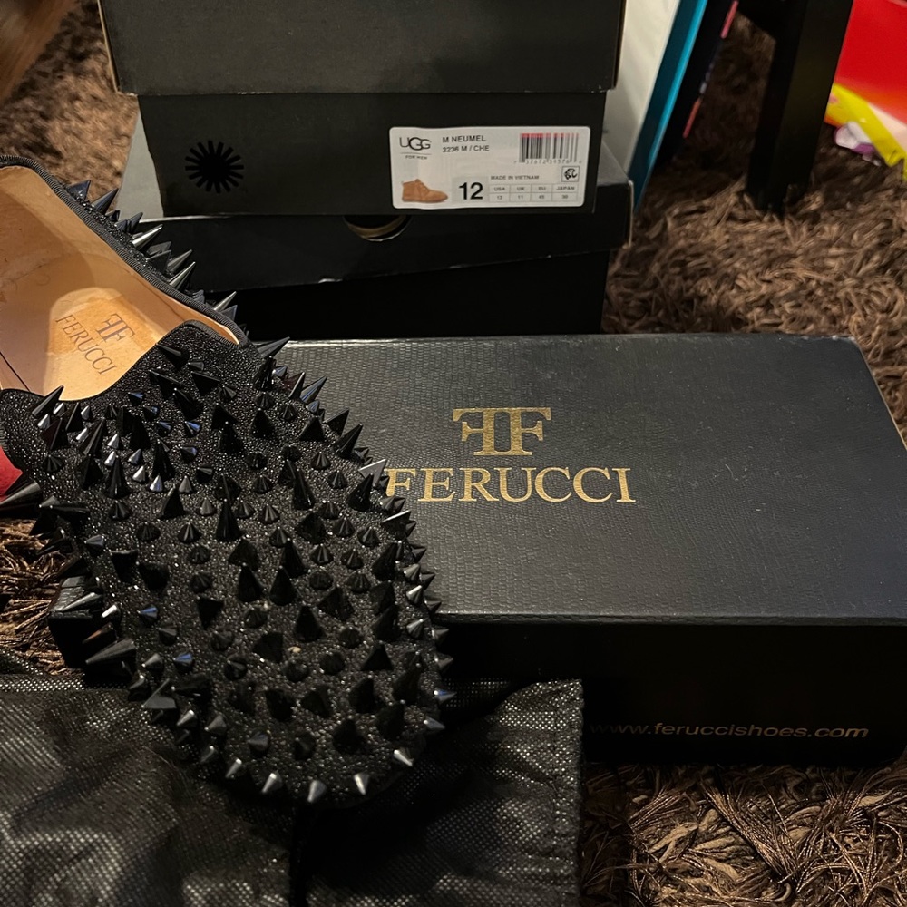 Used Ferucci Mens Black Spikes shoes size 11